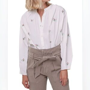 Citizens of Humanity Women Nadia Floral Button Down Rosebud Embroidery XS